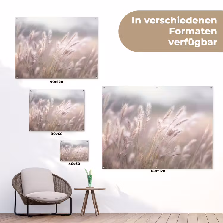Graspluimen - Wind - Beige - Mistig tuinposter los doek klein -Xsfeer9_DE