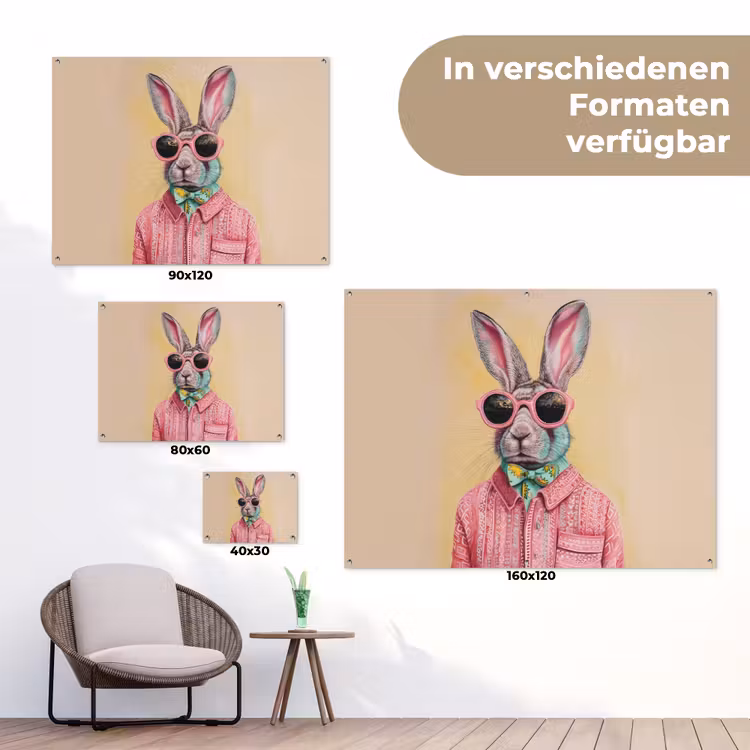 Grijs - Konijn - Blouse - Strik tuinposter los doek klein -Xsfeer9_DE