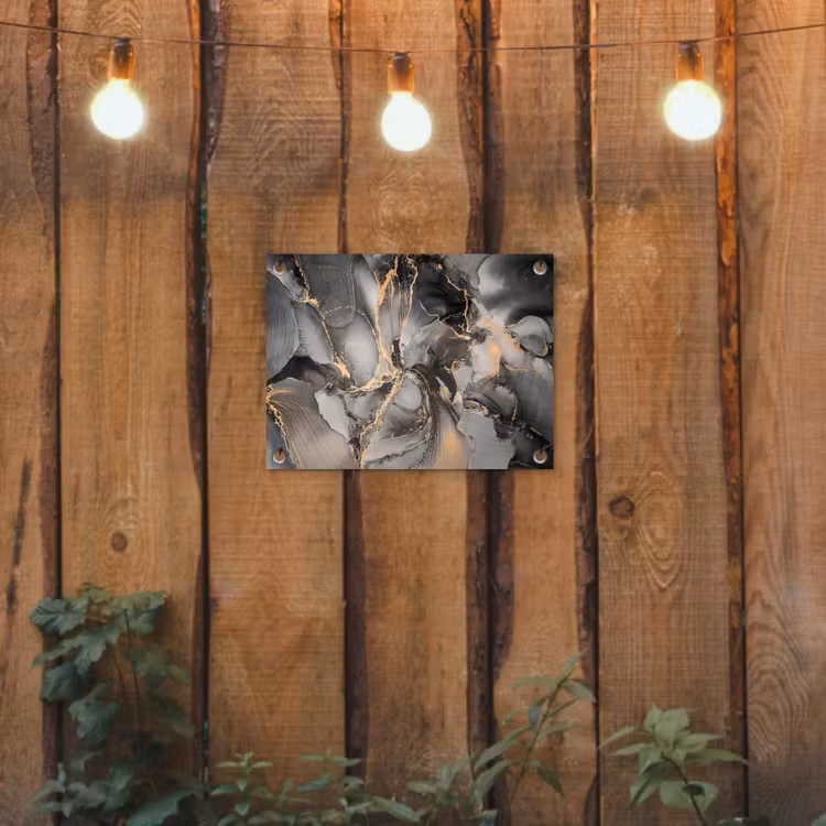 Grijs - Luxe - Goud - Marmer tuinposter los doek klein -sfeer1