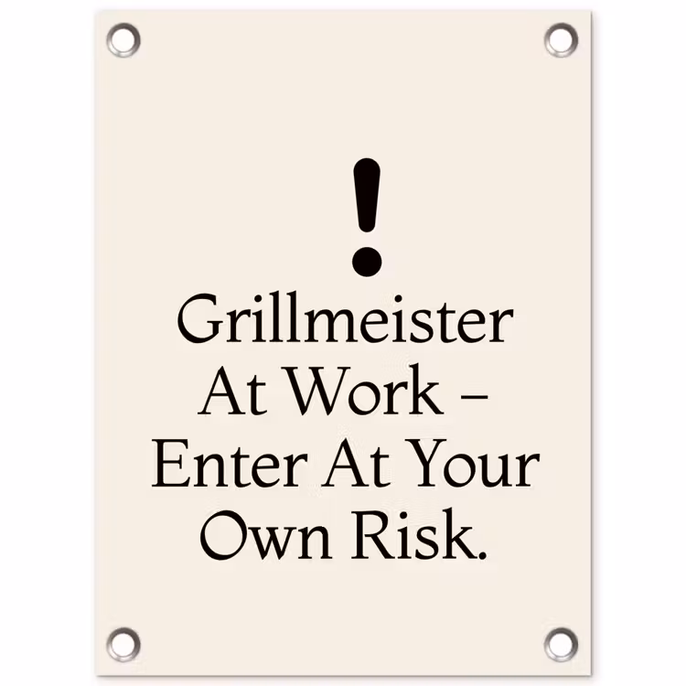 Grill - Uitroepteken - Zwart - Tekst tuinposter los doek klein -3d