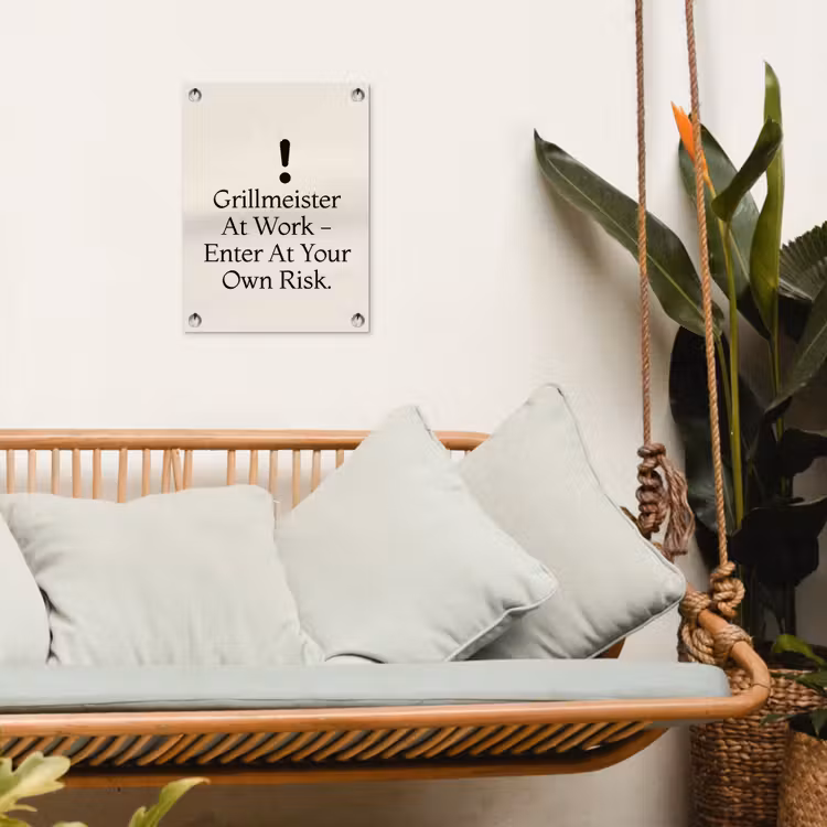 Grill - Uitroepteken - Zwart - Tekst tuinposter los doek klein -sfeer7