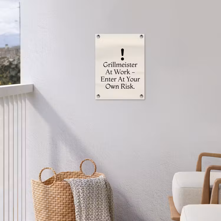 Grill - Uitroepteken - Zwart - Tekst tuinposter los doek klein -sfeer8