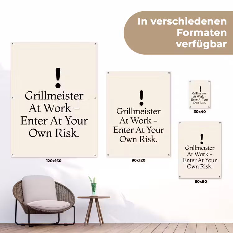 Grill - Uitroepteken - Zwart - Tekst tuinposter los doek klein -Xsfeer9_DE