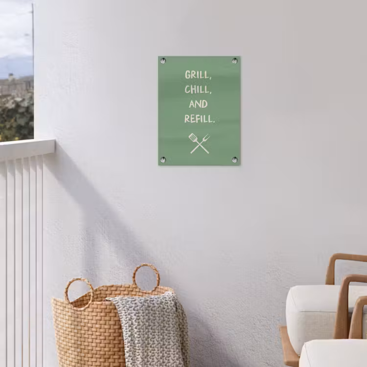 Grill - Groen - Zomer - Quote tuinposter los doek klein -sfeer8