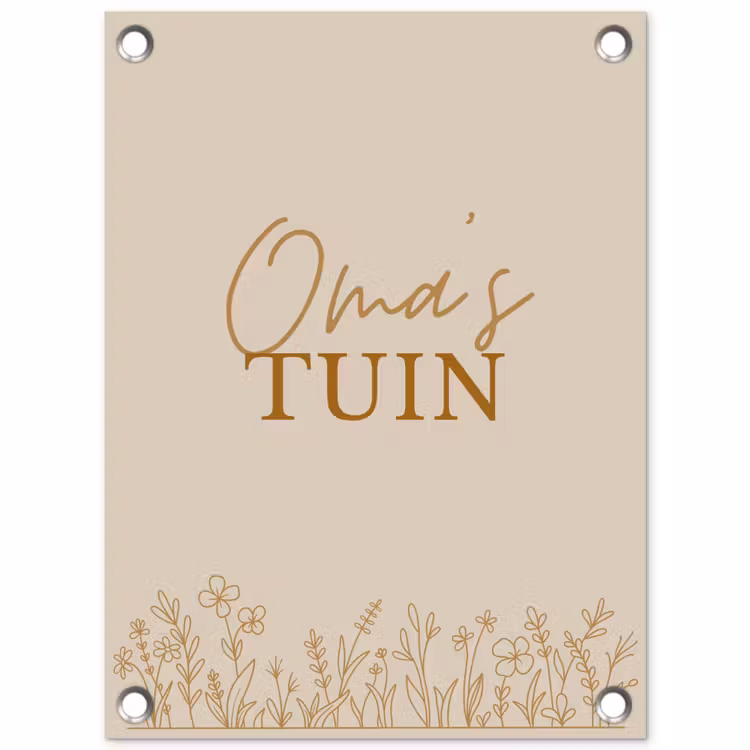 Oma's Tuin met bloemen tuinposter los doek klein -3d