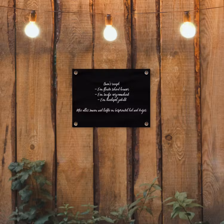 Oma's recept - Koken - Quotes - Spreuken - Oma tuinposter los doek klein -sfeer1