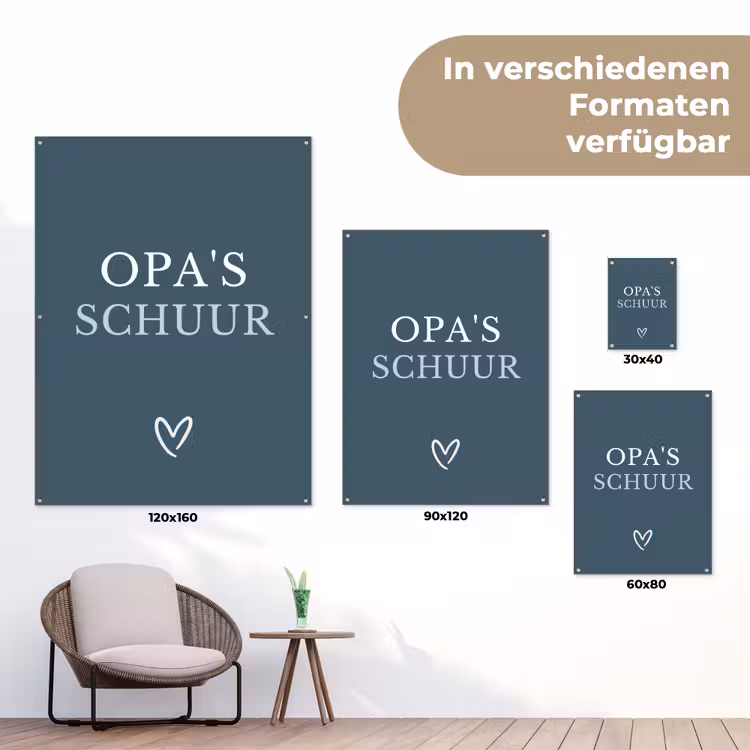 Opa's Schuur met Hart tuinposter los doek klein -Xsfeer9_DE