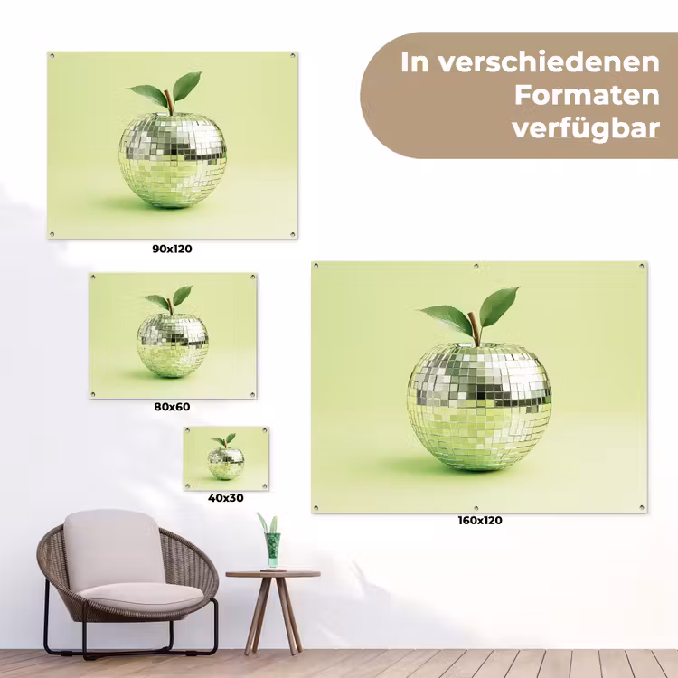 Groen - Disco - Decoratie - Appel tuinposter los doek klein -Xsfeer9_DE