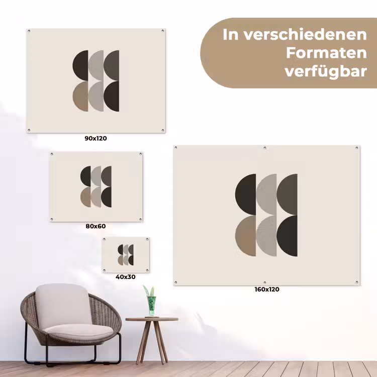 Halve cirkels - Aardetinten - Grafisch tuinposter los doek klein -Xsfeer9_DE