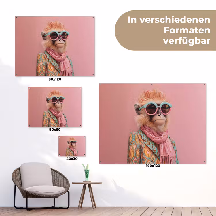 Sjaal - Aap - Zonnebril - Jasje tuinposter los doek klein -Xsfeer9_DE