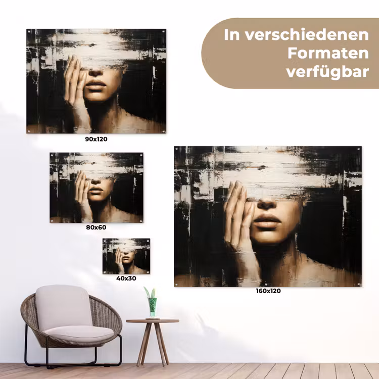 Hand - Gezicht - Strepen - Abstract tuinposter los doek klein -Xsfeer9_DE