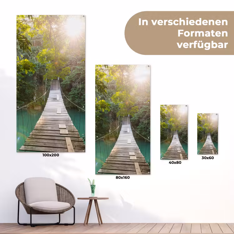 Hangbrug in het Regenwoud tuinposter los doek klein -Xsfeer9_DE