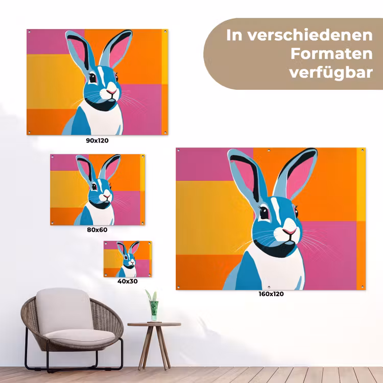 Haas - Kleurvakken - Oren - Roze tuinposter los doek klein -Xsfeer9_DE