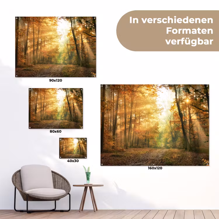 Herfstbos in gouden zonlicht tuinposter los doek klein -Xsfeer9_DE