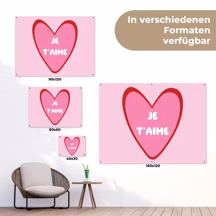 Hart - Frans - Valentijn - Roze tuinposter los doek klein -Xsfeer9_DE