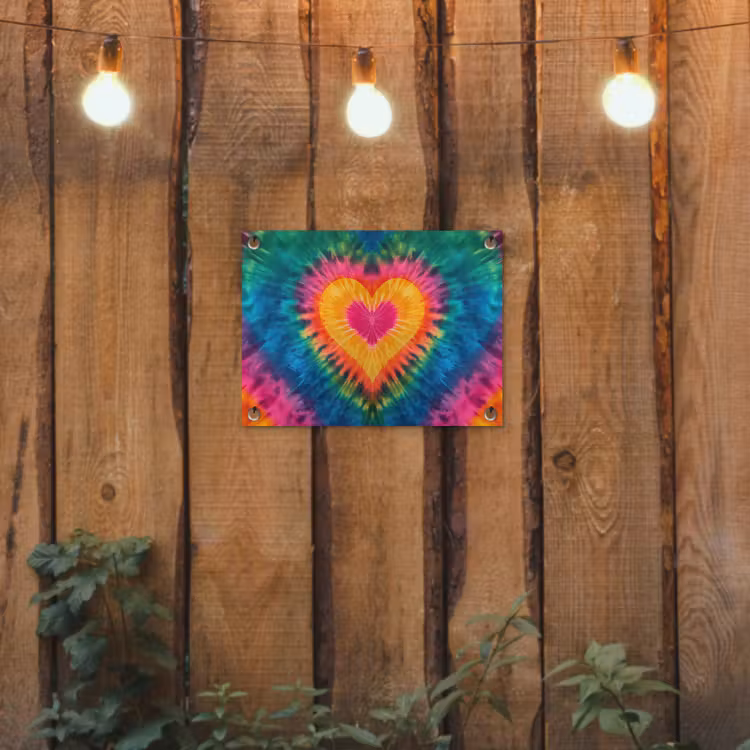 Hart - Tie Dye - Kleurrijk tuinposter los doek klein -sfeer1