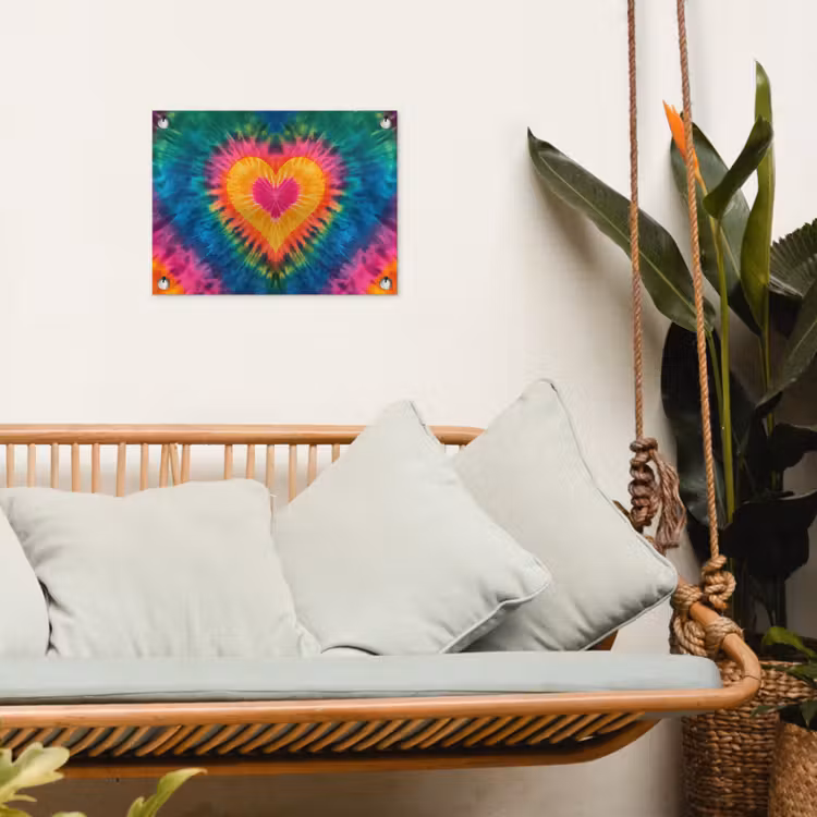 Hart - Tie Dye - Kleurrijk tuinposter los doek klein -sfeer7
