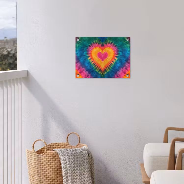 Hart - Tie Dye - Kleurrijk tuinposter los doek klein -sfeer8
