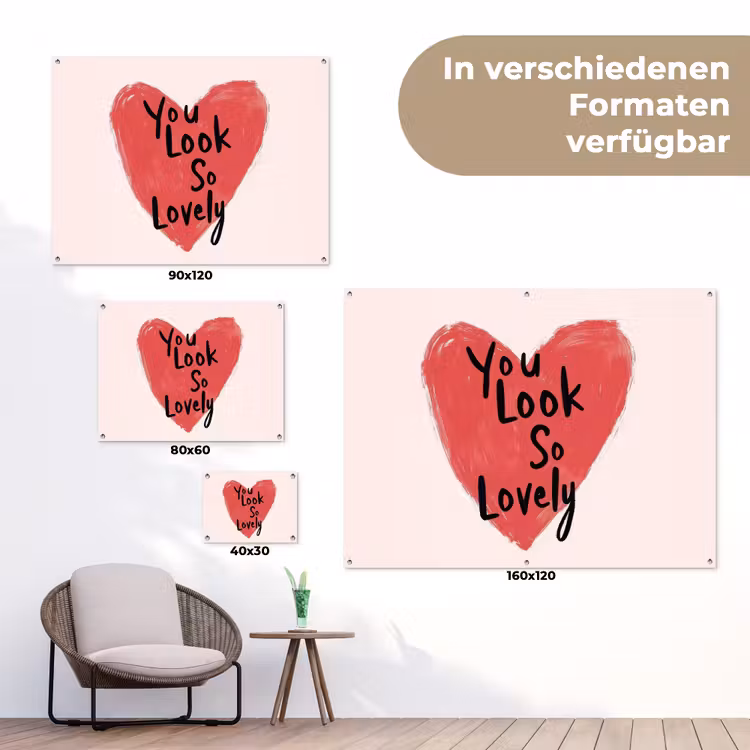 Hart - Rood - Valentijn tuinposter los doek klein -Xsfeer9_DE