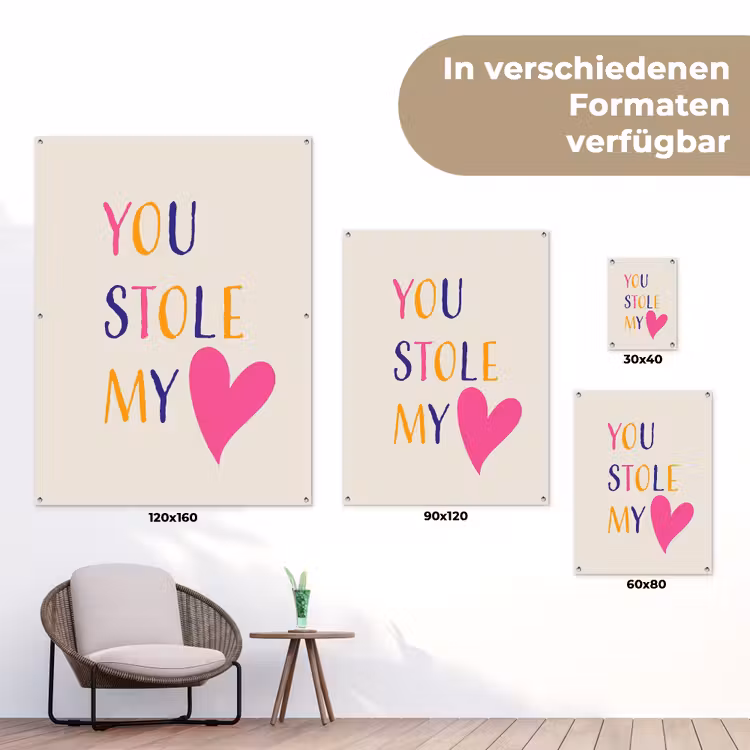 Hart - Valentijn - Tekst tuinposter los doek klein -Xsfeer9_DE