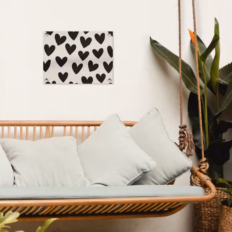 Hartjes - Zwart - Beige tuinposter los doek klein -sfeer7