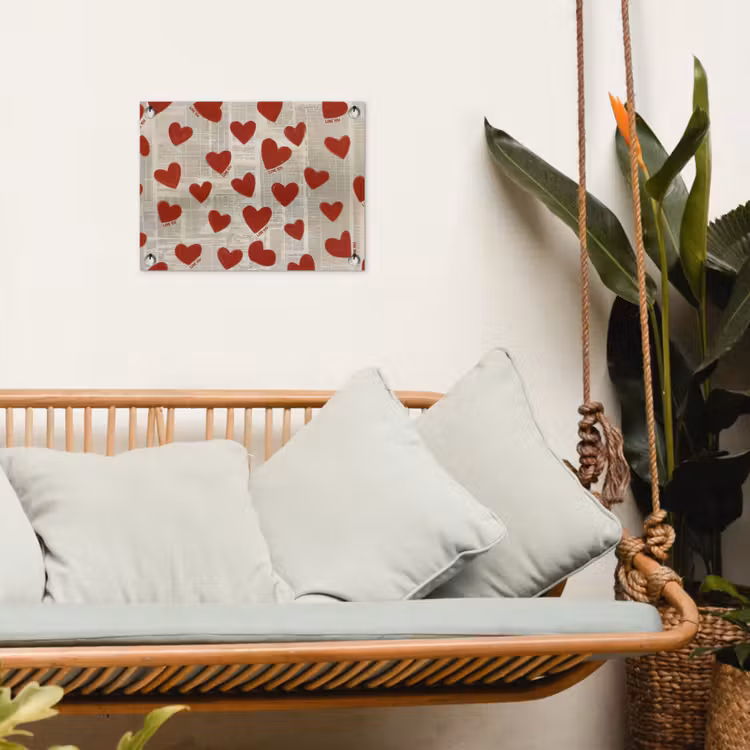 Hartjes - Krant - Loveyou tuinposter los doek klein -sfeer7