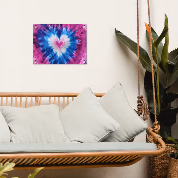 Hartvormig - Tie dye - Paars tuinposter los doek klein -sfeer7