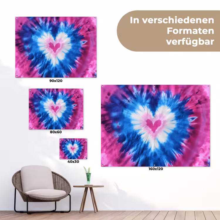 Hartvormig - Tie dye - Paars tuinposter los doek klein -Xsfeer9_DE