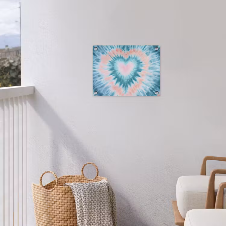 Hartvormig - Tie dye - Pasteltinten - Lichtgroen tuinposter los doek klein -sfeer8