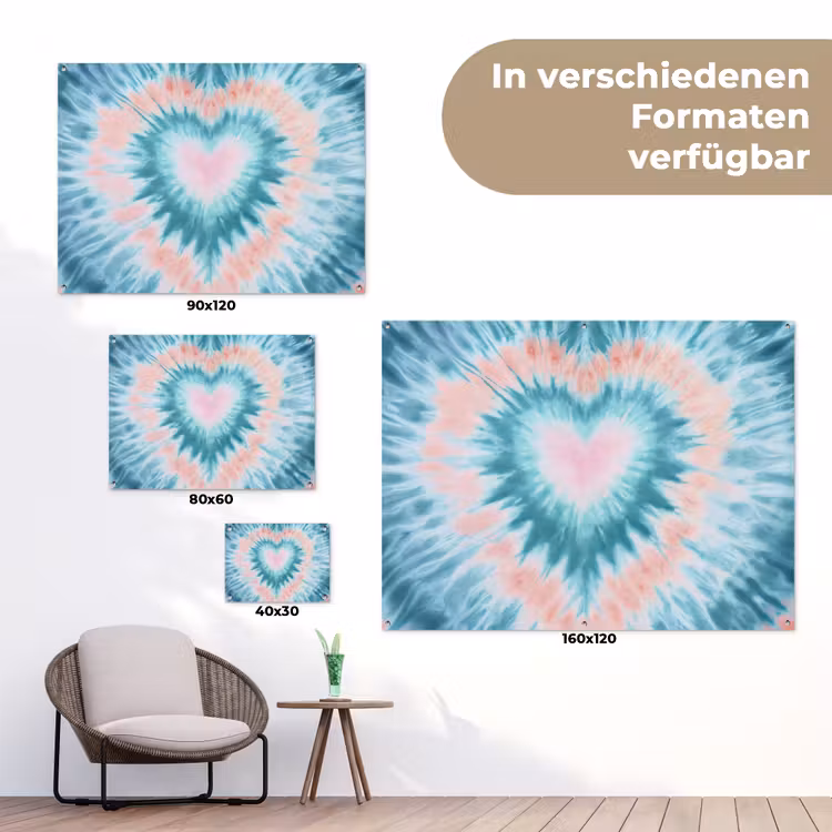 Hartvormig - Tie dye - Pasteltinten - Lichtgroen tuinposter los doek klein -Xsfeer9_DE