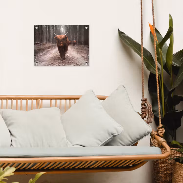 Hooglander in het Bos tuinposter los doek klein -sfeer7
