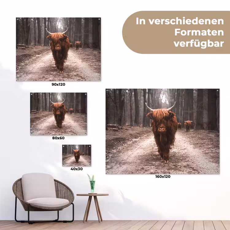 Hooglander in het Bos tuinposter los doek klein -Xsfeer9_DE