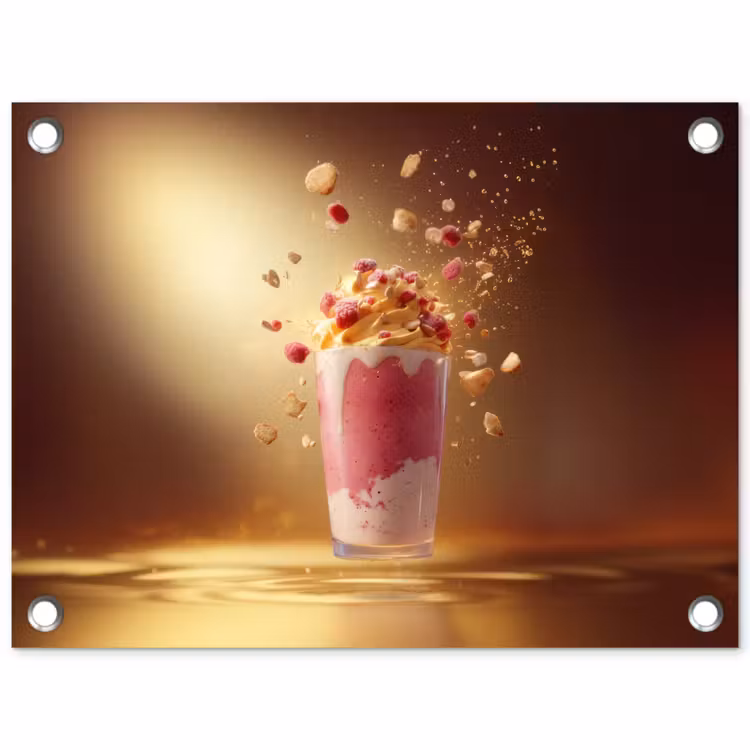 Framboos - Smoothie - Drinken - Roze tuinposter los doek klein -3d