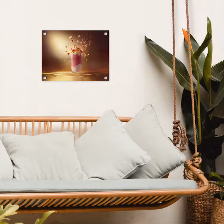Framboos - Smoothie - Drinken - Roze tuinposter los doek klein -sfeer7
