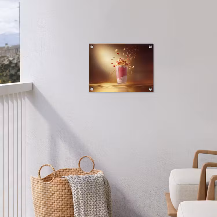 Framboos - Smoothie - Drinken - Roze tuinposter los doek klein -sfeer8