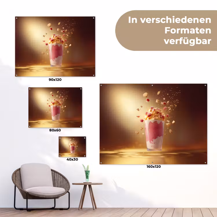 Framboos - Smoothie - Drinken - Roze tuinposter los doek klein -Xsfeer9_DE