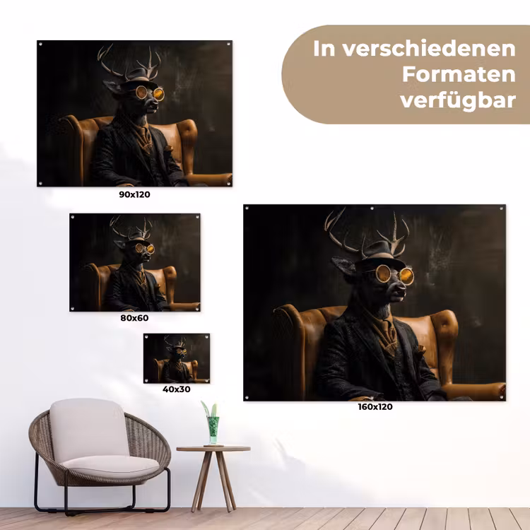 Hert - Zonnebril - Zwart - Pak tuinposter los doek klein -Xsfeer9_DE