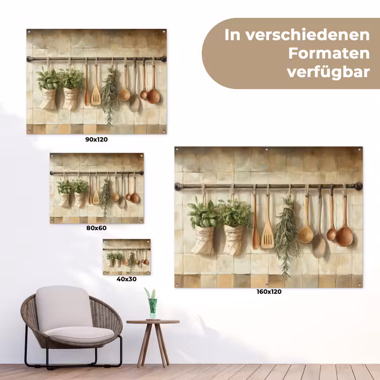 Hout - Keukengerei - Stilleven - Tegels tuinposter los doek klein -Xsfeer9_DE