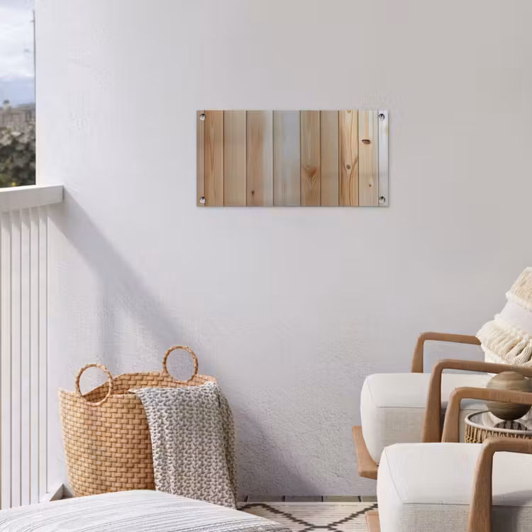 Hout - Planken - Licht tuinposter los doek klein -sfeer8