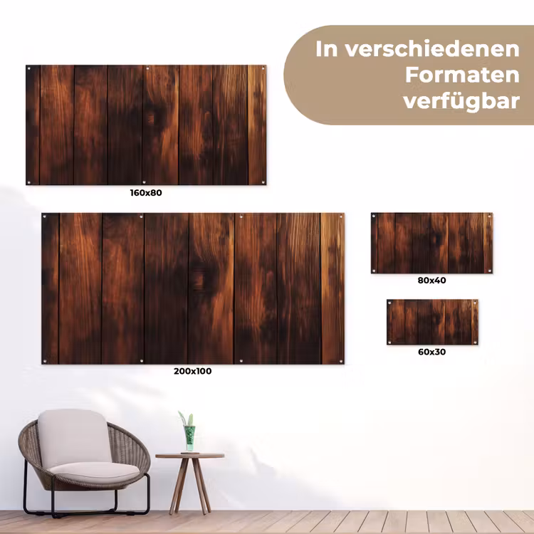 Hout - Planken - Vintage - Donkerbruin tuinposter los doek klein -Xsfeer9_DE