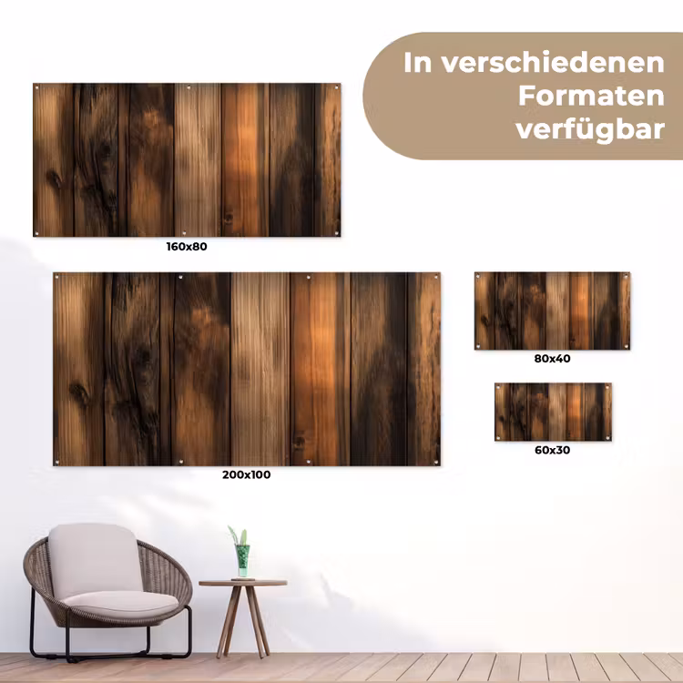 Hout - Rustiek - Donkere Planken tuinposter los doek klein -Xsfeer9_DE