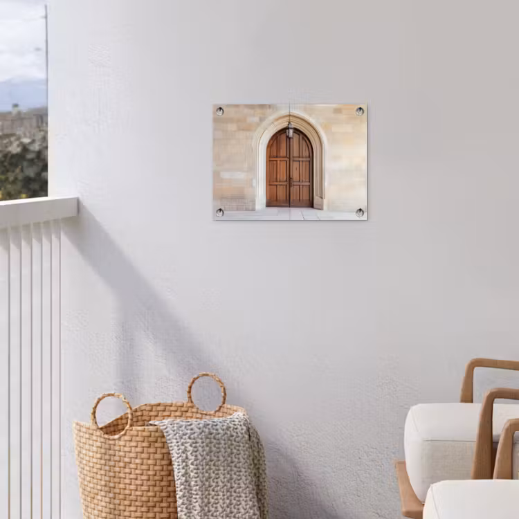Houten - Deur - Lantaarn tuinposter los doek klein -sfeer8