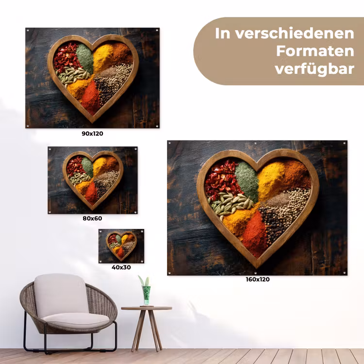 Houten - Hart - Kleurrijke - Specerijen tuinposter los doek klein -Xsfeer9_DE