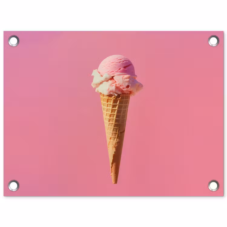 Hoorntje - Schepijs - Roze tuinposter los doek klein -3d