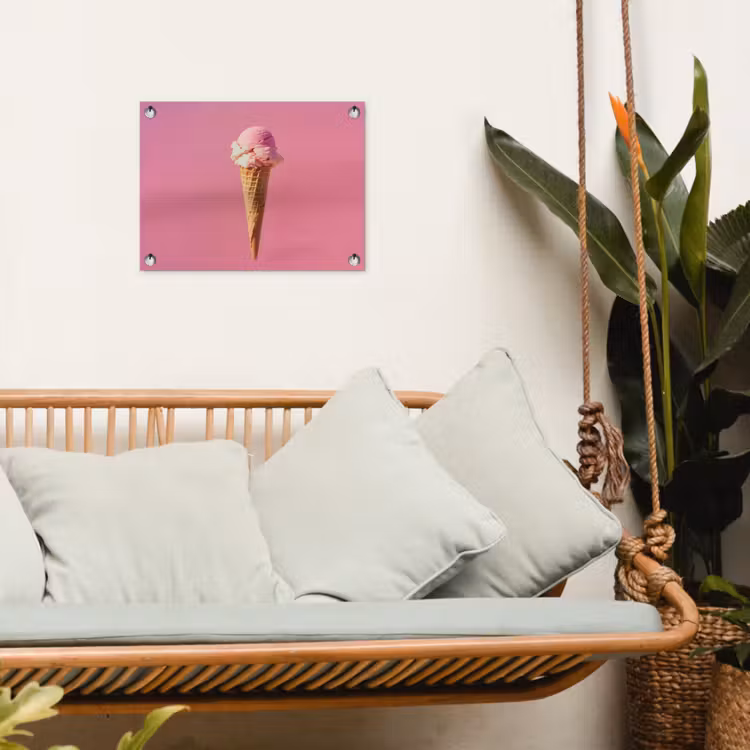 Hoorntje - Schepijs - Roze tuinposter los doek klein -sfeer7
