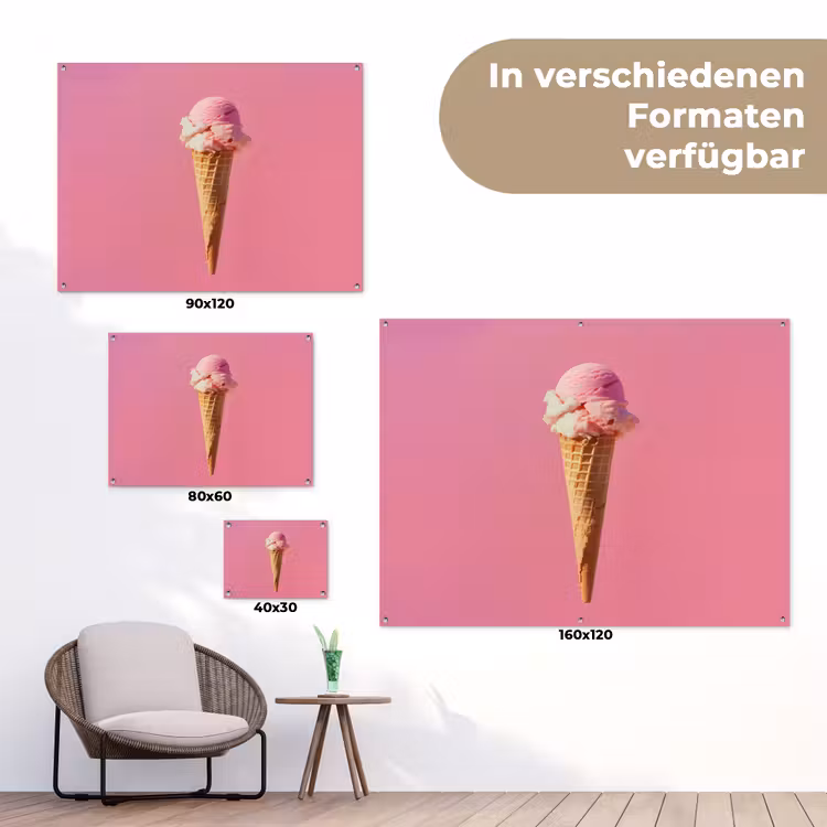 Hoorntje - Schepijs - Roze tuinposter los doek klein -Xsfeer9_DE