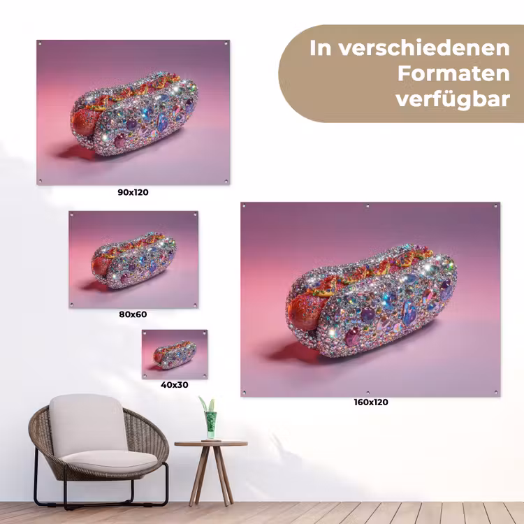 Hotdog - Steentjes - Glitters - Paars tuinposter los doek klein -Xsfeer9_DE
