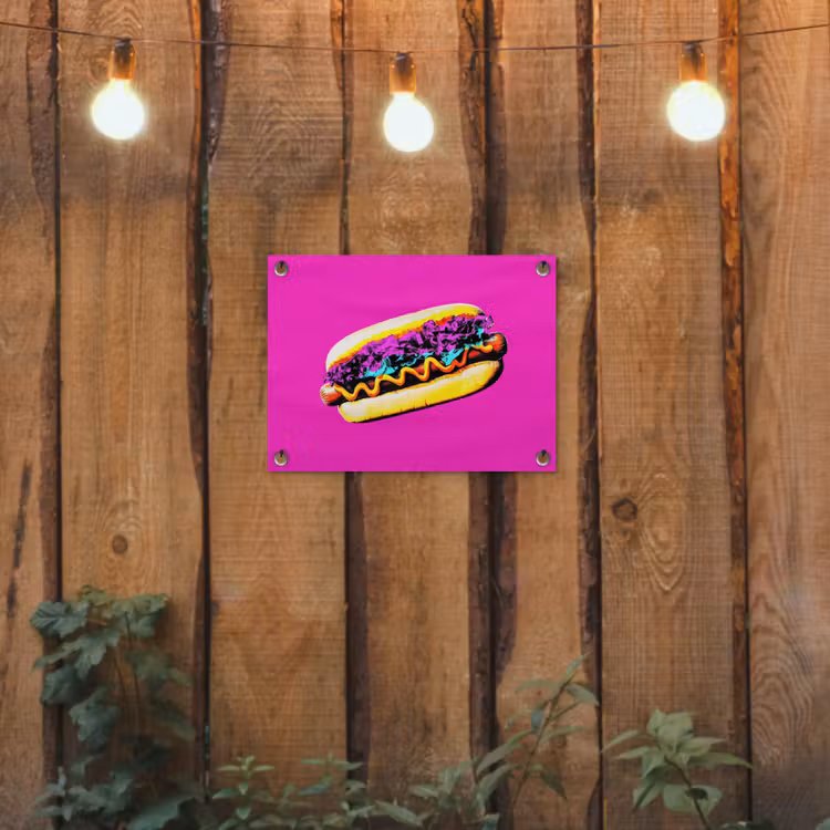 Hotdog - Roze - Retro tuinposter los doek klein -sfeer1