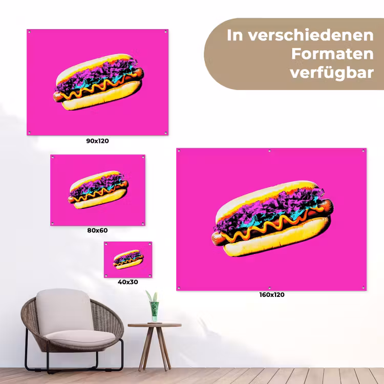 Hotdog - Roze - Retro tuinposter los doek klein -Xsfeer9_DE