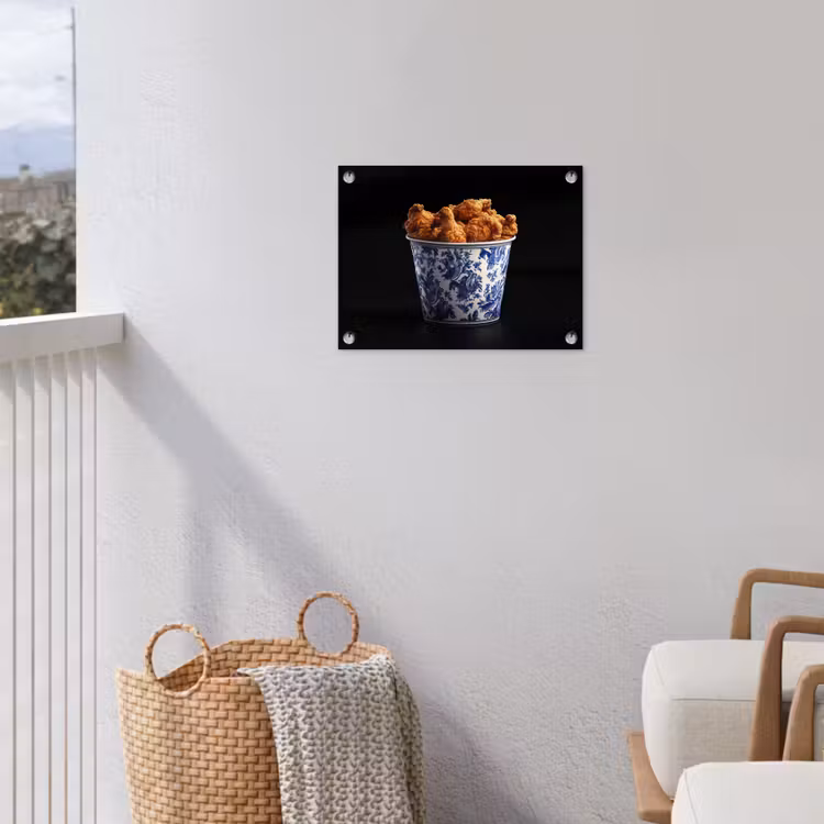 Kip - Bucket - Delfts blauw - Lekker tuinposter los doek klein -sfeer8